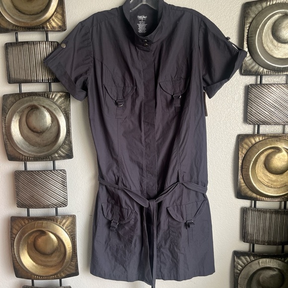 Massimo Black Cotton Utility Dress - Picture 1 of 8